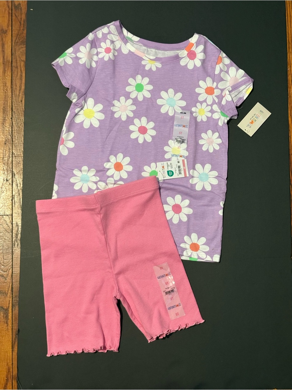 Garanimals Purple Daisy Tee & Pink Bike Shorts Set